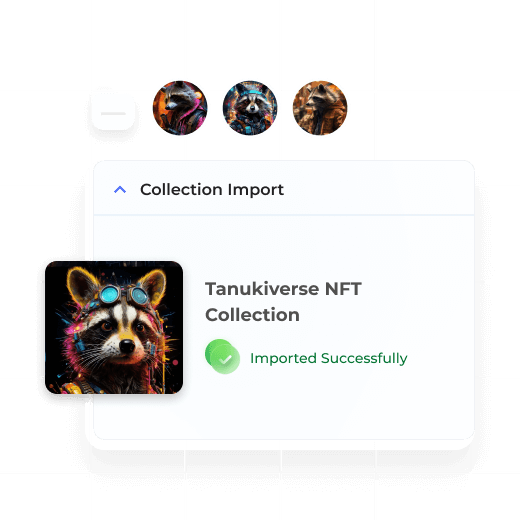 Easily import NFT collections with Metasky Studio, For eg: the Tanukiverse NFT collection